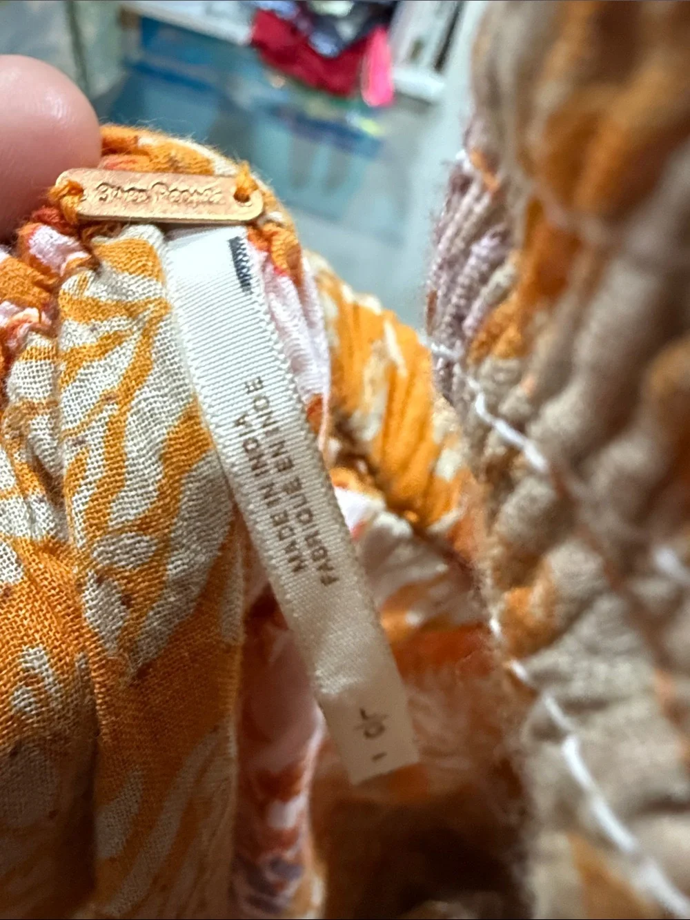 Free People Bali Oletta Romper Lace Ruffle Paisley Tie Back Large Orange purple